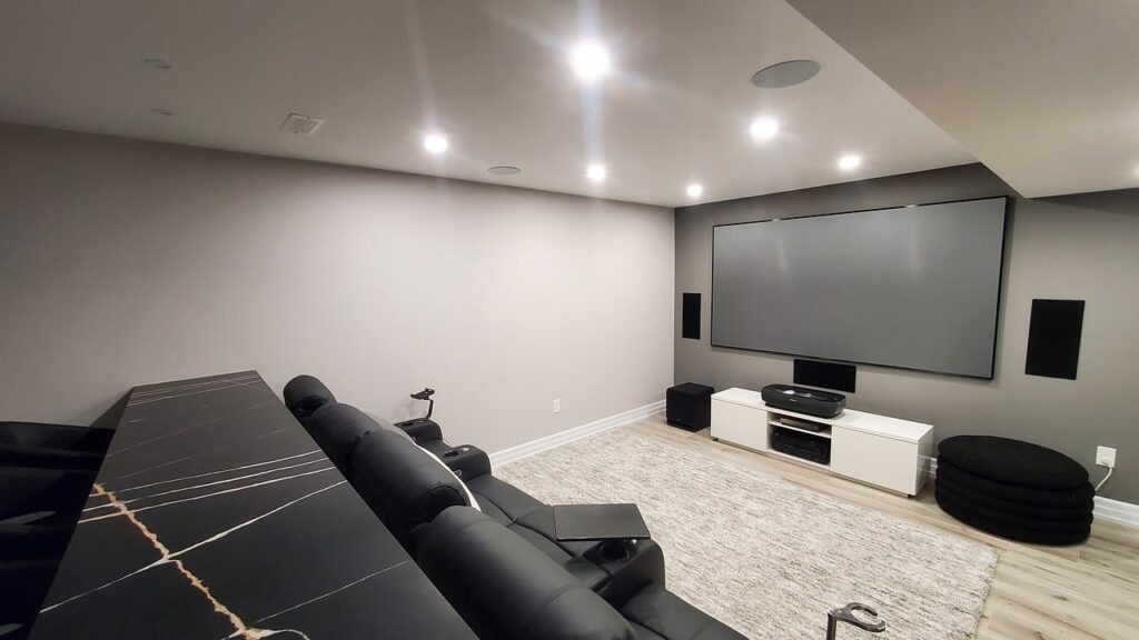 One common remodeling idea is a basement movie room, pictured here